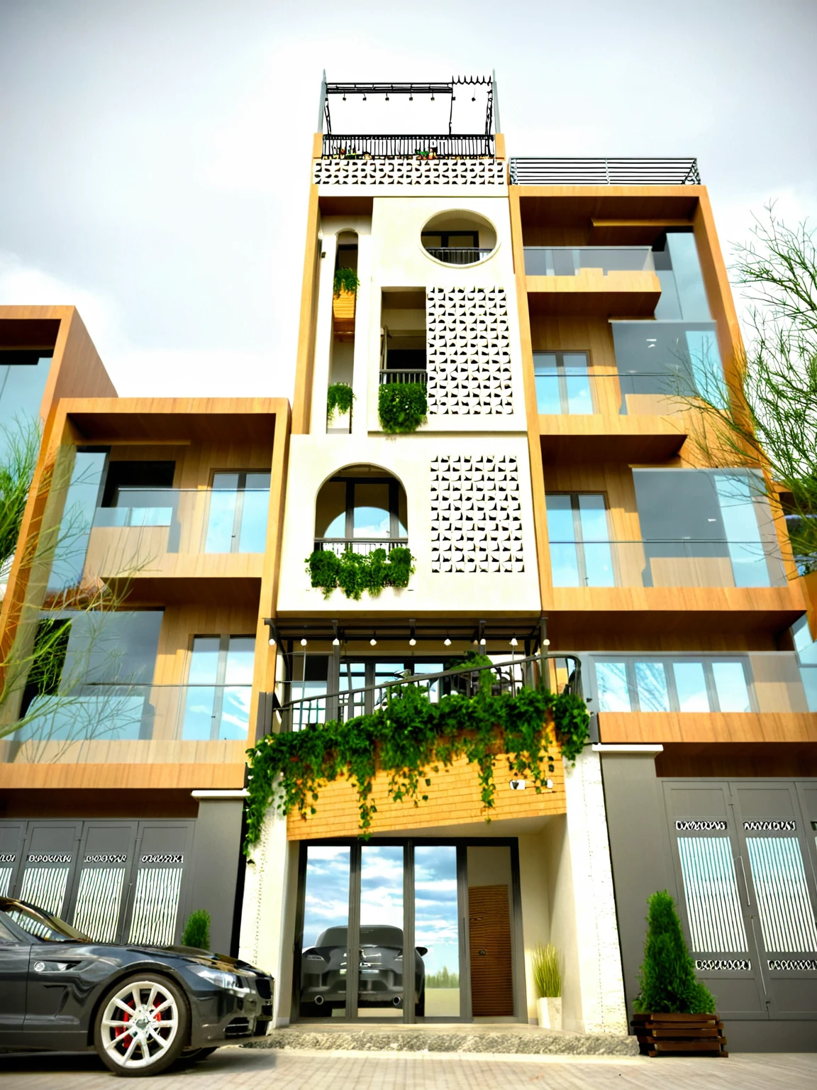 Raw photo,Masterpiece, high quality, best quality, authentic, super detail,
exterior, outdoors, house style modern on the street, glass windows, gate, wooden ceiling,
road,pavement, trees, sky, cloud, (daylight:1.1)