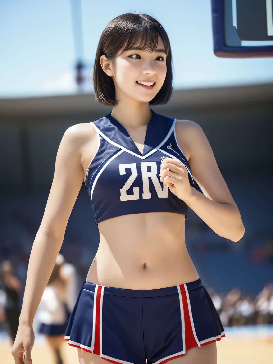 
(Cheerleader:1.2),(beautiful girl:1.3), (17 years old), (Highest quality:1.4), (Very detailed), (Very detailed美しい顔と目), (Sweat:1.2), (Cheer Dance 1.8), (Look Away:1.5), (Cheerleader costumes:1.3), smile, Open your mouth, White skin, Great face, iris, Short Bob Hair, (Skinny body type:1.2), (Flat Chest:1.2),Smooth, Very detailed CG synthesis 8k wallpaper, High-resolution RAW color photos, Professional photography, Light, BackLight, dream-like, impressive, Written boundary depth, Basketball court, Cowboy Shot