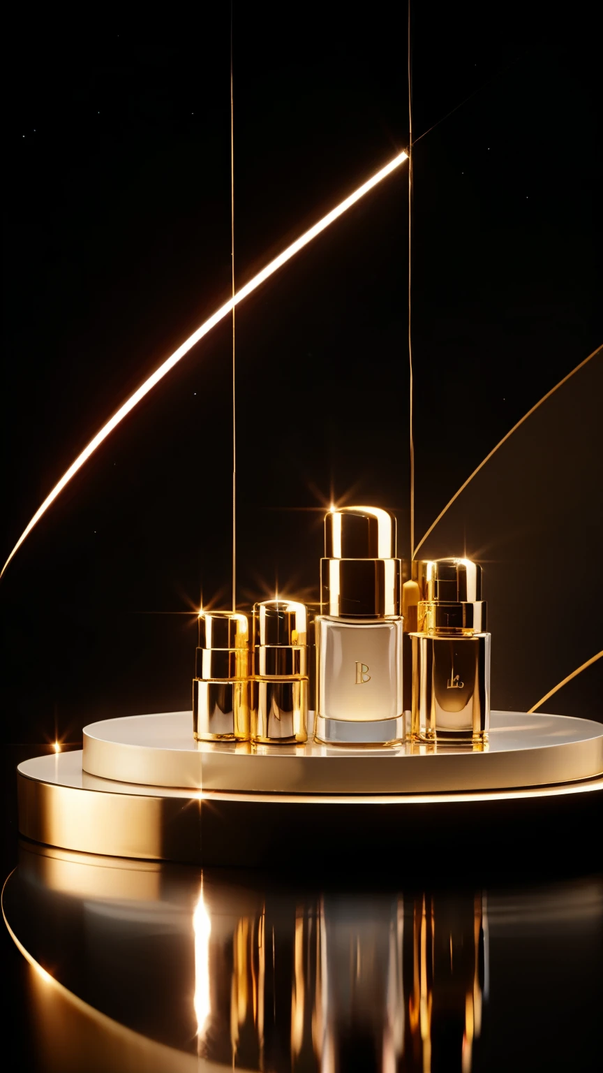 No humans,Sky,reflection,Light and Shadow,Gold Theme,Perfume in the middle,