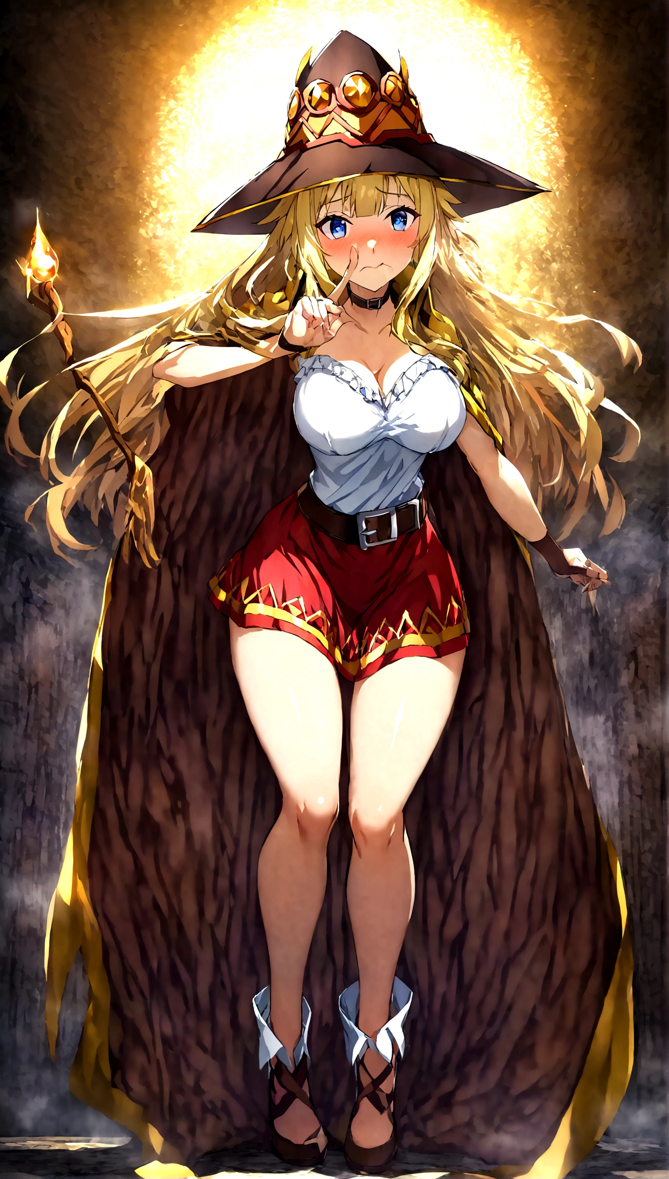 Anime. Kono Subarashii Sekai ni Shukufuku wo. Megumin. 1 girl. Cutie. Enchantress. Mag. Blonde. Long hair. Hair ornament. Blue eyes. Beautiful eyes. Perfect eyes. Expressive eyes. Ideal face. Face about to sneeze
Sneezing face. Beautiful nose. Snotty nose. After sneezing, long snot hangs from the nose. 16 years. Big breasts. Beautiful breasts. She is ill. She has a cold. She has allergies. She has a runny nose. Nasal mucus. She has snot. She wants to sneeze. She needs to sneeze. She has a strong, desperate urge to sneeze. She sneezes. She sneezes. Splashes of snot fly to the sides. Snot flows from the nose. She has urinary incontinence. She wants to pee. She needs to pee.
She has a strong, desperate urge to pee. Iskkay. Fantasy. City. Street. Many people. Ideal anatomical body. Hand on crotch. Squeezes the perineum tightly. Rubs the crotch. The knees are all different, the feet are different. The girl can't stand straight. Pointed, wide-brimmed magic hat. Magic staff. Casts mortification. White linen blouse. Skirt. Shoes. Cloak. Full height. Beautiful character design. Shiny skin. Whole body. NFS. Official art. Extremely detailed CG Unity 8k wallpaper. Ideal lighting. Ultra high resolution 4K. Super detailed 8K. A high resolution.