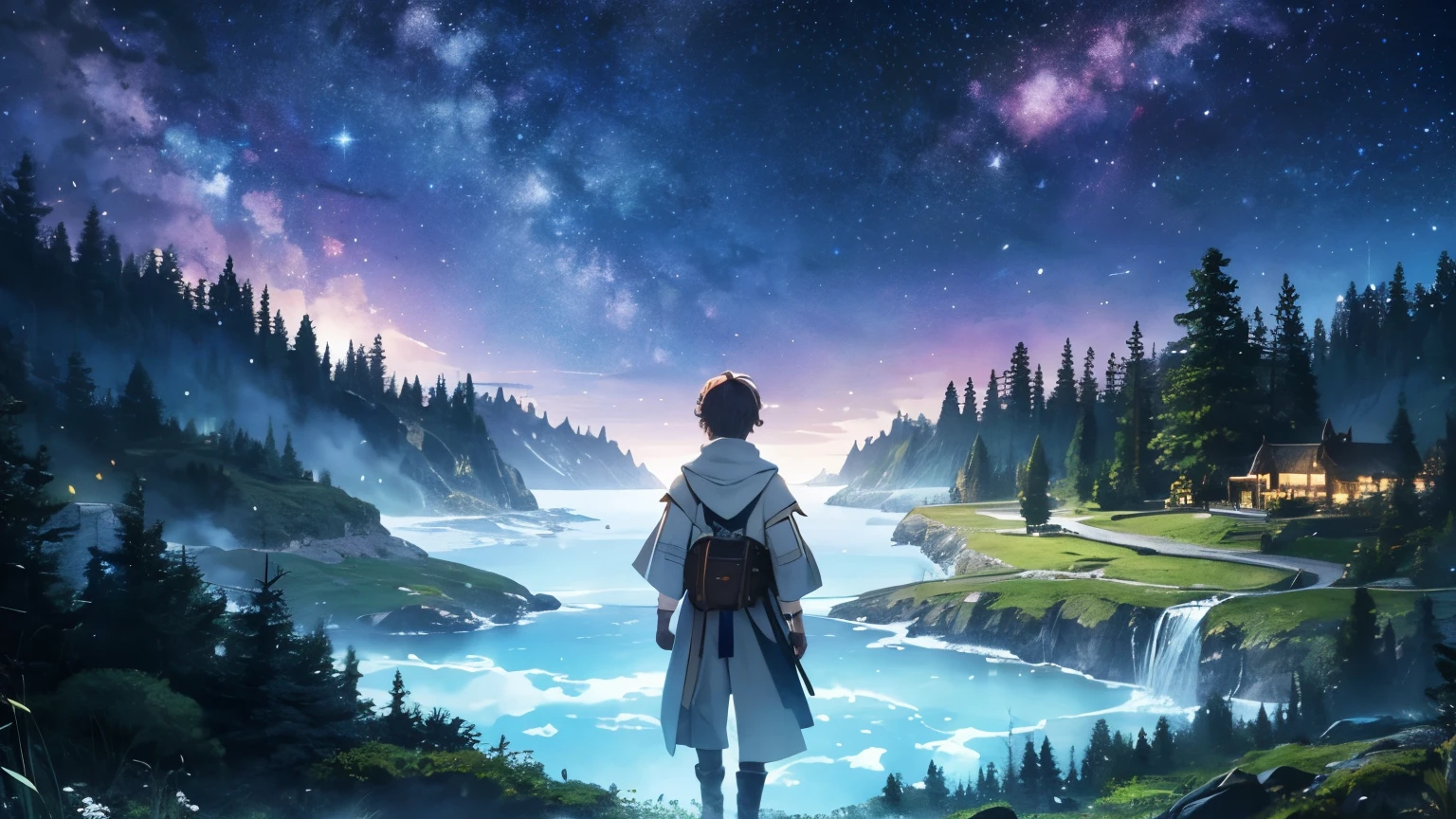 Highest quality、Fantasy、Starry Sky、night、forest