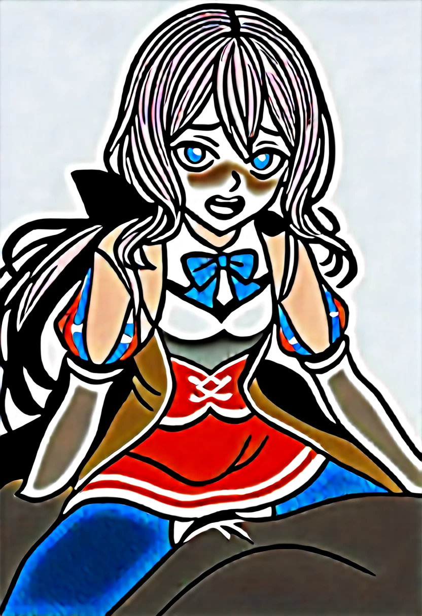 NSFW,woman on top,Cowgirl,One girl, blue eyes, Long Hair, Brown Hair, Side Lock, Low Ponytail, ribbon, Tattered Dress,Tattered white shirt,, Tattered short sleeves,Torn red skirt, Torn Cape,Ripped blue pantyhose, ,Young Girl,From the back,Intense penetration sex,Creampie Sex,Rape makes me feel good,At the peak,Heart Pupil,♡ranbu,Covered in semen,Massive ,Black panties