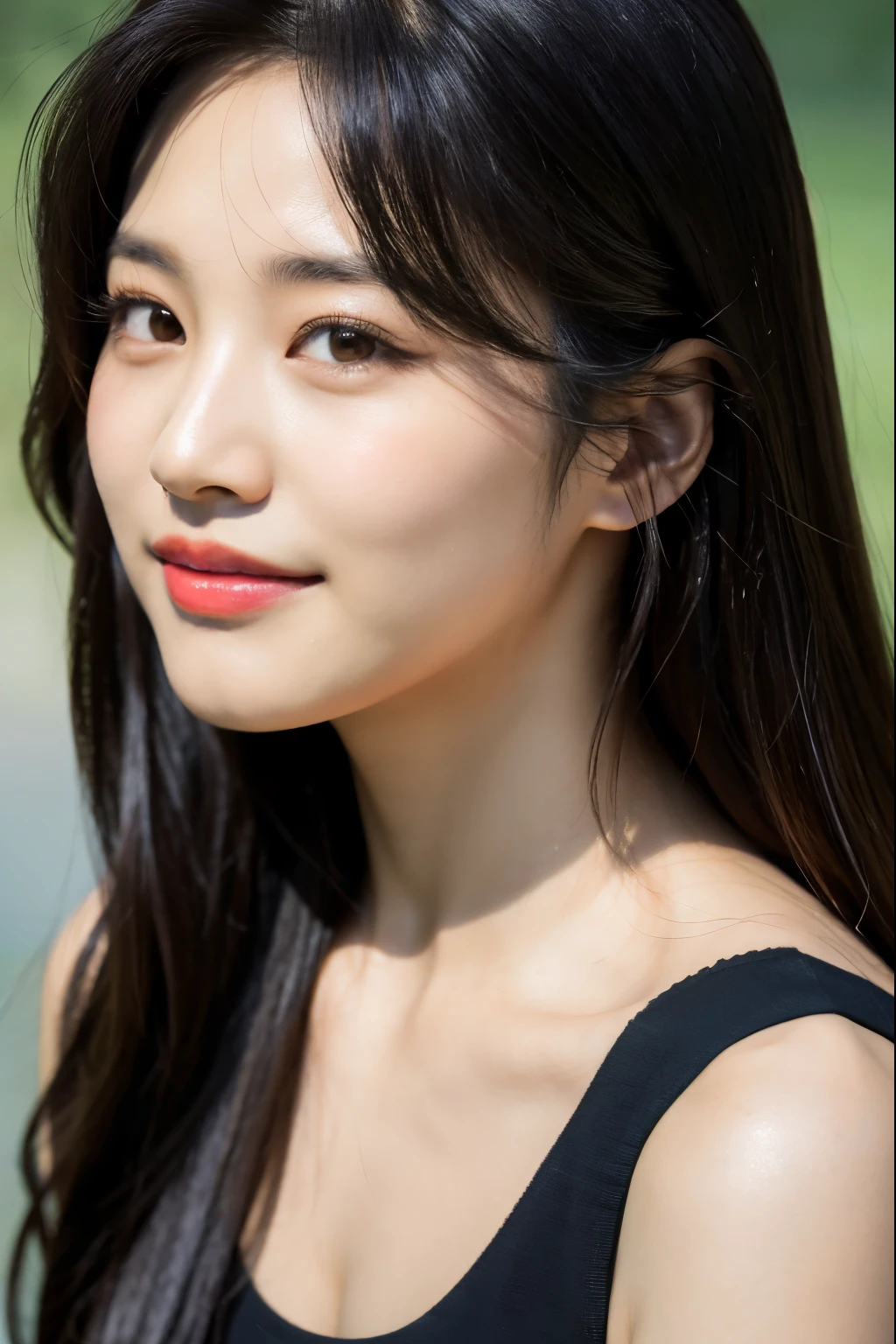 a close up of a woman with long hair wearing a black top, bae suzy, lee ji-eun, lee ji - eun, portrait jisoo blackpink, jaeyeon nam, female actress from korea, sun yunjoo, cute korean actress, park ji-min, jisoo of blackpink, portrait of jossi of blackpink, heonhwa choe, jisoo from blackpink
