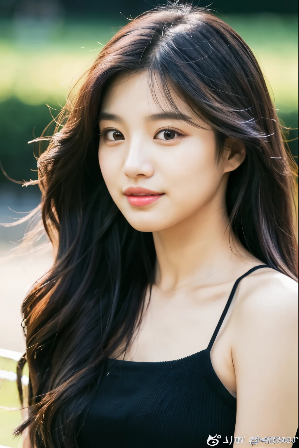 a close up of a woman with long hair wearing a black top, bae suzy, lee ji-eun, lee ji - eun, portrait jisoo blackpink, jaeyeon nam, female actress from korea, sun yunjoo, cute korean actress, park ji-min, jisoo of blackpink, portrait of jossi of blackpink, heonhwa choe, jisoo from blackpink