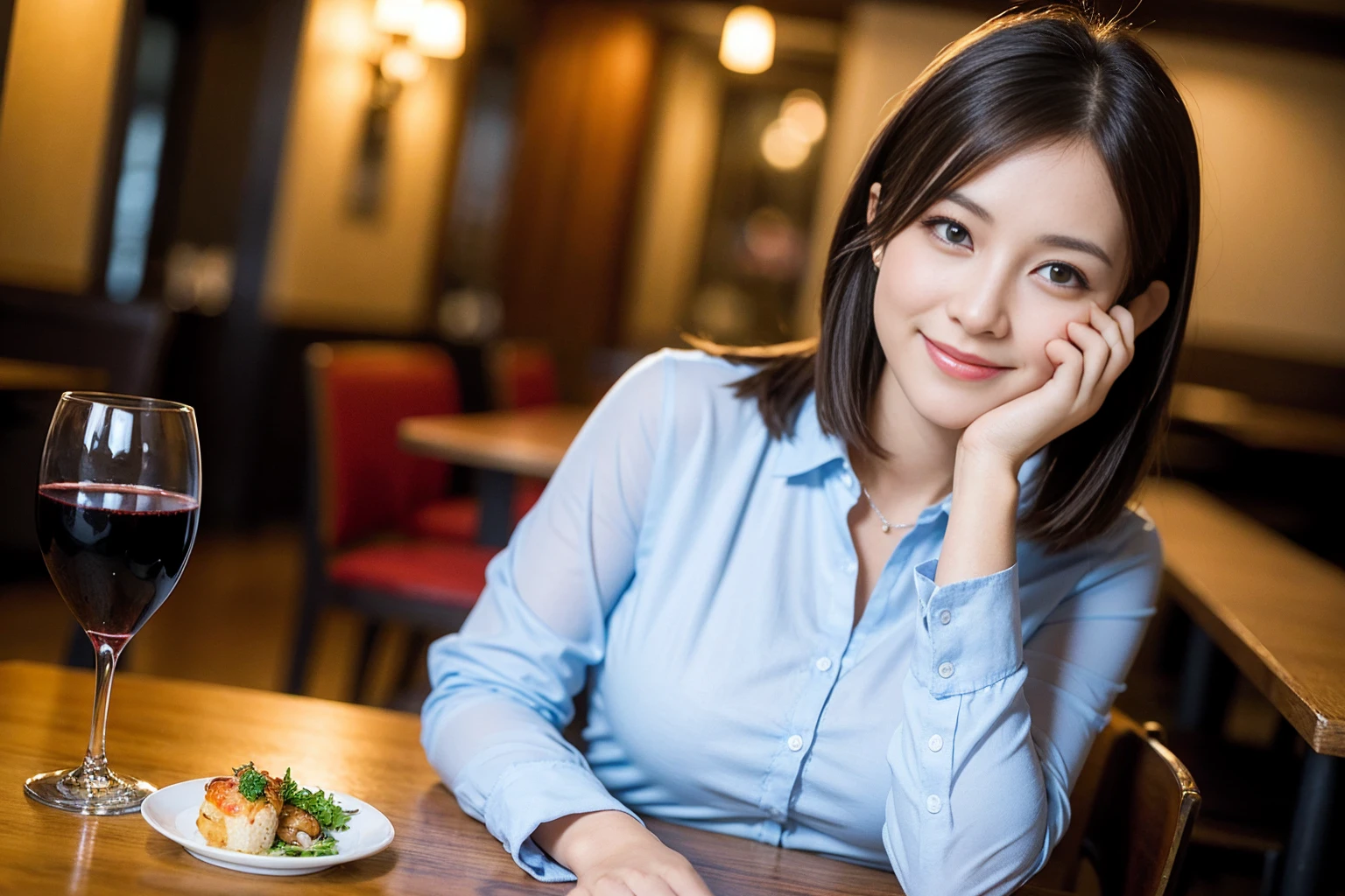 ((Highest quality、8K、masterpiece:1.3))、slimカップル、modelカップル、(Realistic, Intricate details:1.2), full-course dinner、Wine Party、Amazing view of the sunset sky and clouds、A bright smile、The wonderfulness of smile、Bright image、The beauty of wine, Beautiful Face, blue eyes, The light shines on your face, Blushing, short hair,Bright Face、 (Age 37), 39 years old, red wine 、Appetizers、Italian food、Wine bottle、Champagne、sparkling wine、Two beauties、Brown Hair、Shortcuts、Long sleeve shirt、dress、Beautiful woman 1, (slimな顔), (The body is slim), (Brown Hair), (Shortcuts), cheeks turn a little red,Attractive beauty、restaurant, In a prominent place (From the waist up) Nova Frog Style, actress, model, Upper Body, White wine, slim, wine glass, 中央に置かれたwine glass, smile, (smile: 1.15), Beautiful fine grain, Depth f/2,saturation, High Contrast, Strong light and shadow,Moist Body:1.5、3D texture、Delicate eyes、Brown Hair、The hair is very shiny、