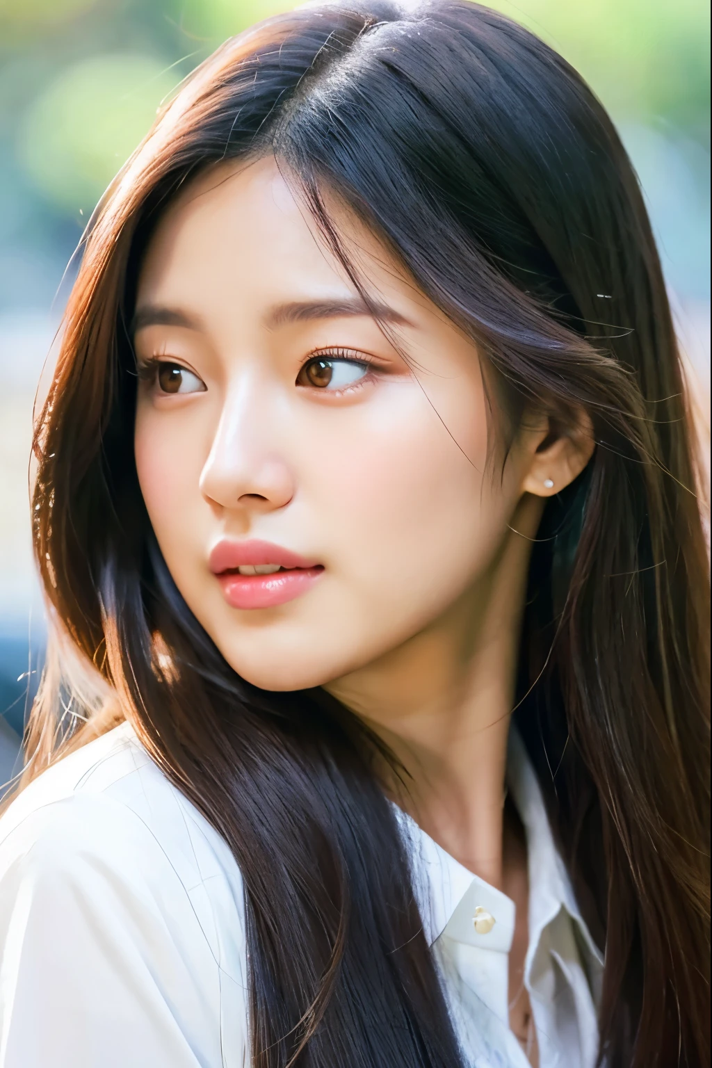 a close up of a woman with long hair wearing a white shirt, jaeyeon nam, jossi of blackpink, portrait of jossi of blackpink, lalisa manobal, ruan jia beautiful!, jinyoung shin, roseanne park of blackpink, wan adorable korean face, lalisa manoban of blackpink, realistic. cheng yi, bae suzy, official artwork