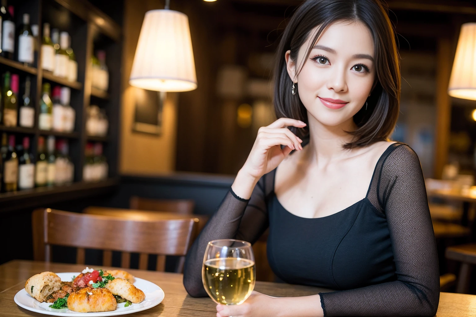 ((Highest quality、8K、masterpiece:1.3))、slimカップル、modelカップル、(Realistic, Intricate details:1.2), full-course dinner、Wine Party、Amazing view of the sunset sky and clouds、A bright smile、The wonderfulness of smile、Bright image、The beauty of wine, Beautiful Face, blue eyes, The light shines on your face, Blushing, short hair,Bright Face、 (Age 37), 39 years old, red wine 、Appetizers、Italian food、Wine bottle、Champagne、sparkling wine、Two beauties、Brown Hair、Shortcuts、Long sleeve shirt、dress、Beautiful woman 1, (slimな顔), (The body is slim), (Brown Hair), (Shortcuts), cheeks turn a little red,Attractive beauty、restaurant, In a prominent place (From the waist up) Nova Frog Style, actress, model, Upper Body, White wine, slim, wine glass, 中央に置かれたwine glass, smile, (smile: 1.15), Beautiful fine grain, Depth f/2,saturation, High Contrast, Strong light and shadow,Moist Body:1.5、3D texture、Delicate eyes、Brown Hair、The hair is very shiny、
