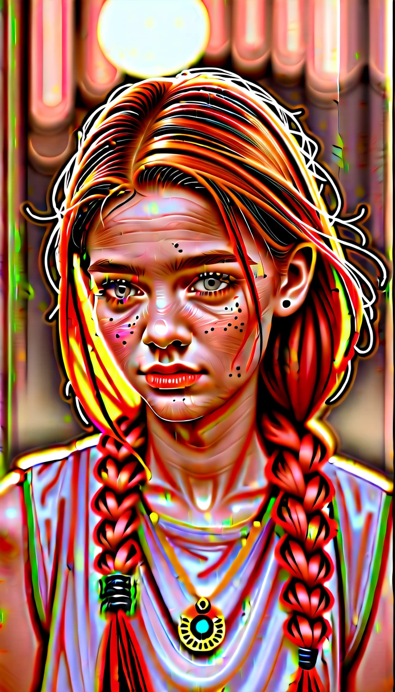 (thylane blondeau:Marilyn Monroe:0.5), A 20-year-old girl with ginger hair, high detail, face, high detail skin, detailed green_eyes, one large braid, a gold necklace with a ruby pendant, dressed in a revealing white Greek tunic and Roman sandals, with gold bracelets on her arms, forest in the background, masterpiece, extremely high detail, cinematic lighting. backlight. shallow depth of field, bokeh, sharp focus, RAW photo