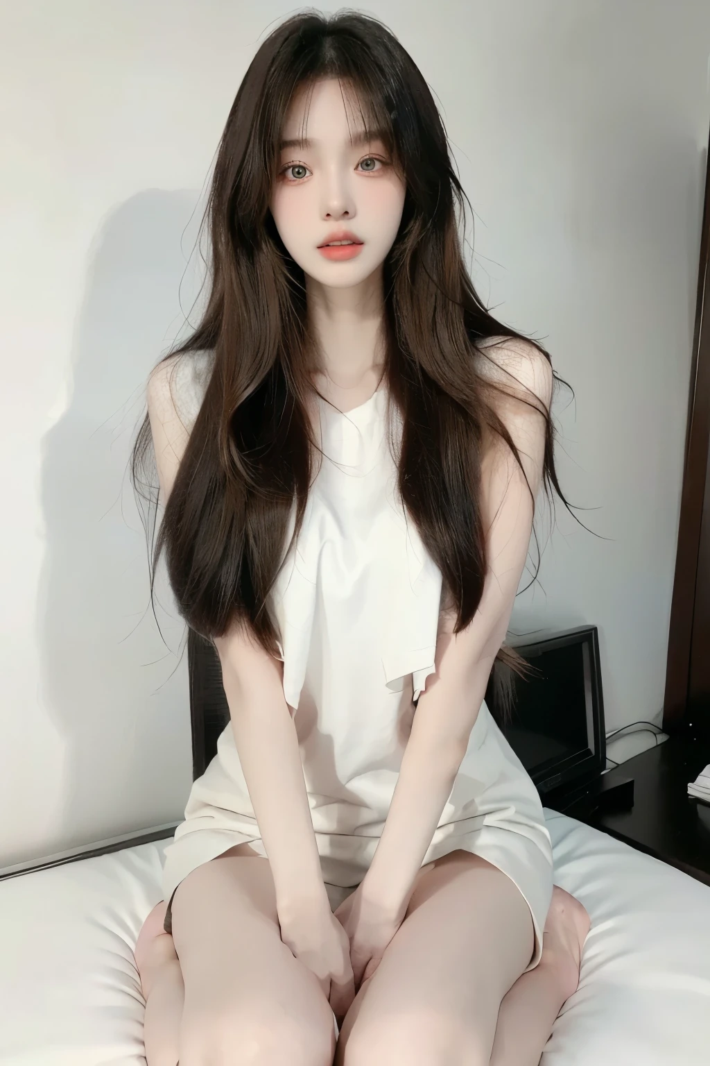 Beautiful woman with perfect body:1.4,Prominent cleavage,Layered Hairstyle,Highly detailed face and skin textures,Double eyelids,Skin Whitening,Long hair,Whitened long legs,(Rabbit ears、Black vest、Black leather skirt)