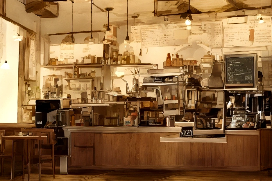 Masseter muscle area、sottle Woman、shortcut、Natural color clothes、Natural look、Highest quality、Ultra-detailed、High quality details、8k、Coffee shop:1.5、Retro、relaxing