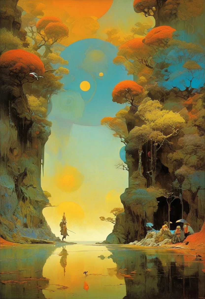 Setting: Curiosity, fascination, imagination
Artists: Mann, Gammell, Kley, Goldin, Gerome, Quentin Blake, Damien Hirst, Anne Bachelier, Gibson, Rockwell, Seagrave, Alberto Vargas, N.C. Wyeth, beksinski, Rockwell 
Style: American Realism 
Color Palette: warm Vibrant
Techniques: impasto 
Details: idyllic, innocence, fantastic, fractalize, painting