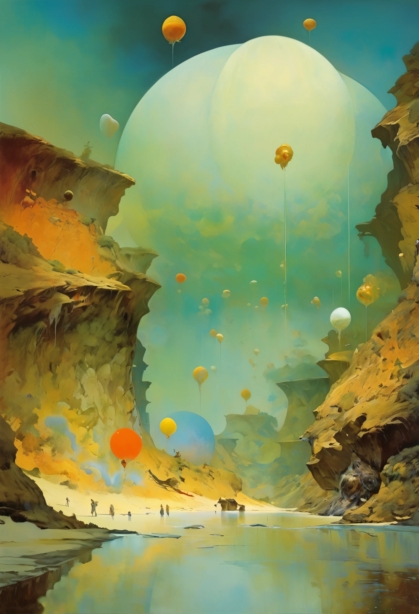 Setting: Curiosity, fascination, imagination
Artists: Mann, Gammell, Kley, Goldin, Gerome, Quentin Blake, Damien Hirst, Anne Bachelier, Gibson, Rockwell, Seagrave, Alberto Vargas, N.C. Wyeth, beksinski, Rockwell 
Style: American Realism 
Color Palette: warm Vibrant
Techniques: impasto 
Details: idyllic, innocence, fantastic, fractalize, painting