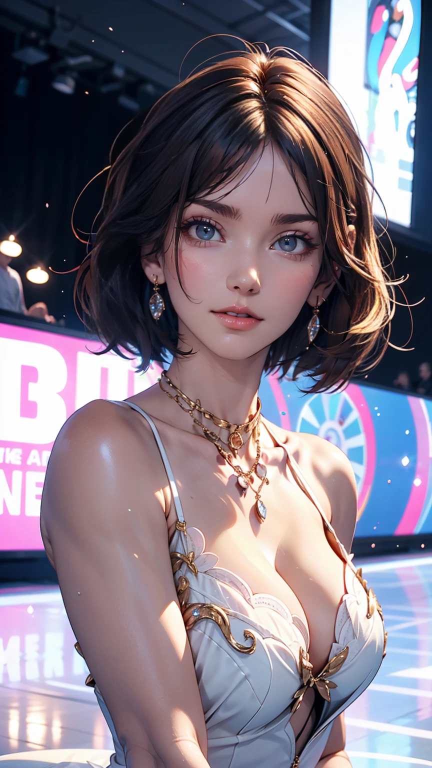 24-year-old female、Figure skater、I'm in the link、Wear skate shoes、Elegant outfits with lots of sequinexy proportions、Sexy、Narrow waist