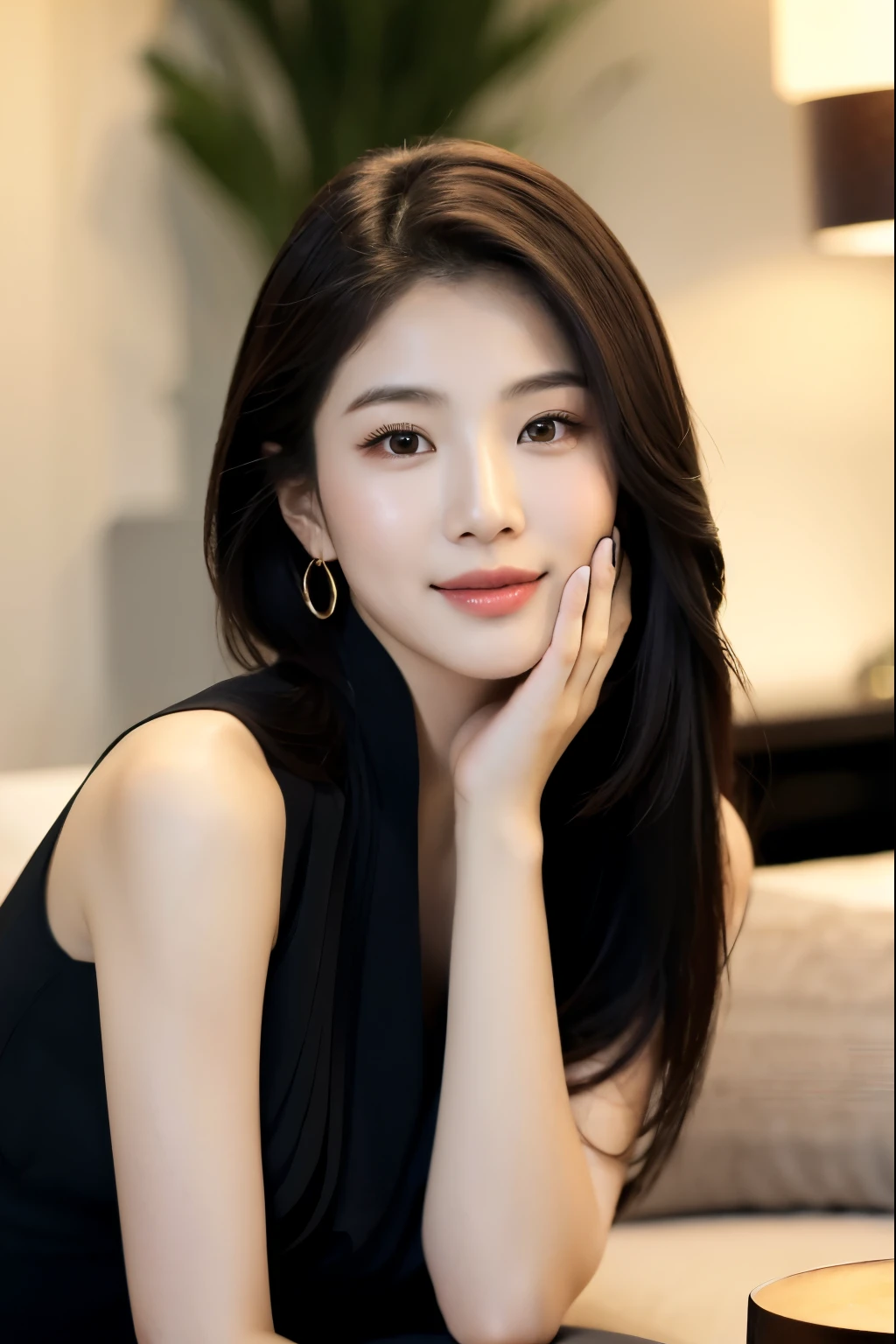 a close up of a woman in a black dress posing for a picture, beautiful south korean woman, jaeyeon nam, bae suzy, gorgeous young korean woman, ruan jia beautiful!, hwang se - on, full body xianxia, cute korean actress, female actress from korea, gorgeous chinese model, korean women's fashion model, beautiful young korean woman