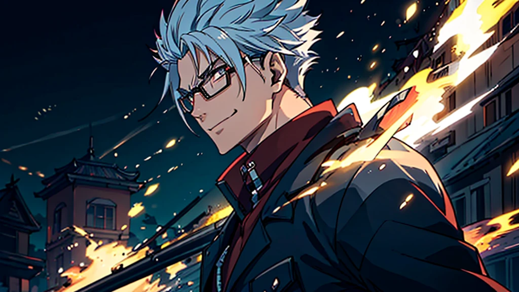 16K, High resolution, RTTX 10.0, Ray Tracing, Top quality masterpiece, Awards, Talked about at the art station, very beautiful, Perfect anatomy and highly detailed face, Glowing Eyes, Fine grain, Accurate drawing, Beautiful Hair, Detailed Background, Edgy, Back view of one person, Man in his late 20s, Well-groomed Mafia, Red hoodie and black pants, Warm, loose-fitting clothing, Rough youth fashion, A mercenary with two swords at his waist, A dual-wielding swordsman with his swords sheathed, Dystopian criminals, Yakuza with a scar on his face, Dark malicious smile, Squint your eyes very much and laugh, Tanned dark skin, White to silvery hair, Impressive ponytail hairstyle, thick black rimmed glasses, Cynical smile, Sarcastic mood, A gangster with a scar on his nose, A violent criminal with a horizontal scar across his face, Villain with serious injury, A horrific massacre, Burning and collapsing building, I have inner loneliness, Deep down, I feel like life is hard, Jealousy and envy towards successful people, The insight and resignation that come from hard work and failure, Perverse Desperation,