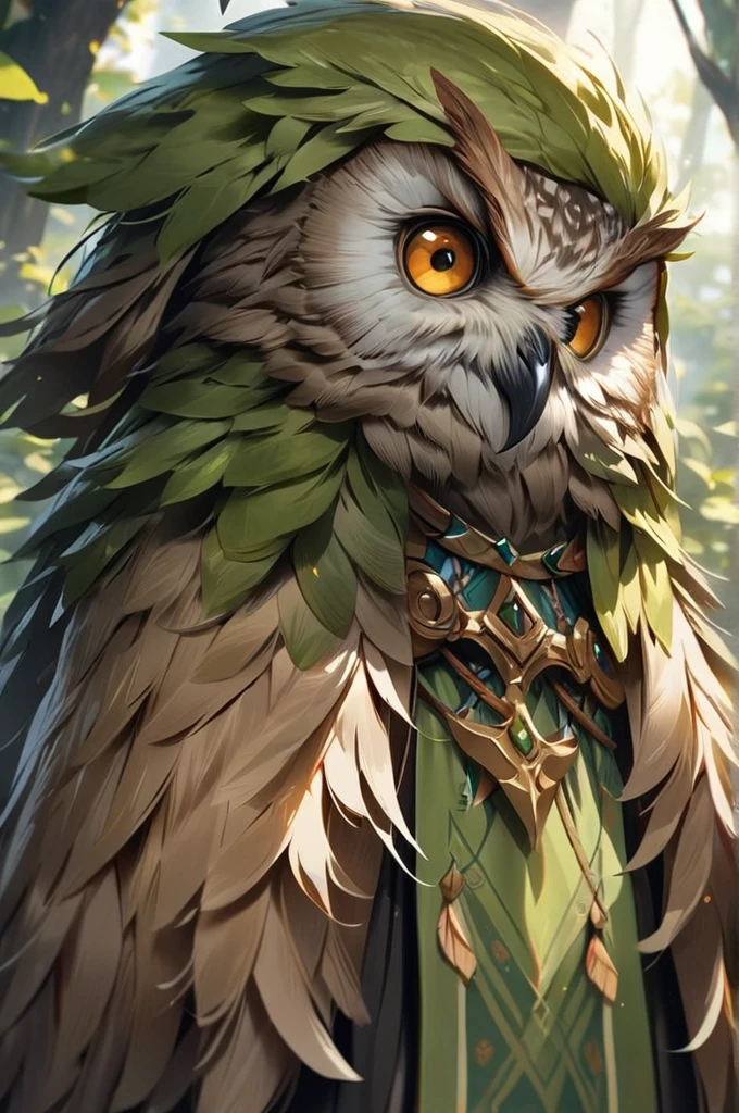((Best quality)), ((masterpiece)), (detailed), Owl druid
