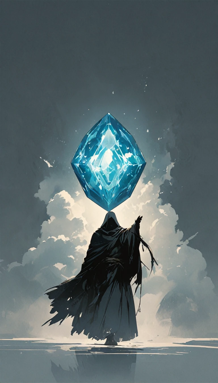 simple,Minimalist illustration,Giant sacred stone and pilgrims
