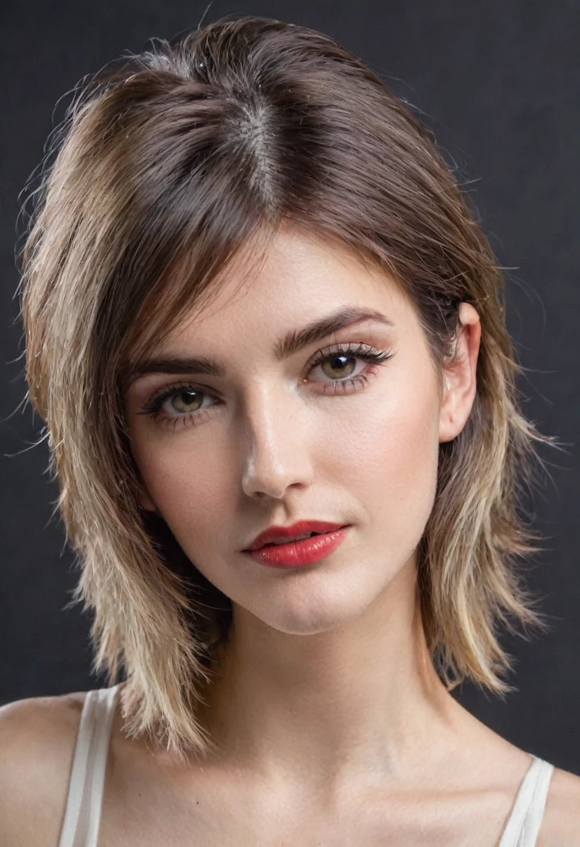 stubble bearded woman with mullet cut