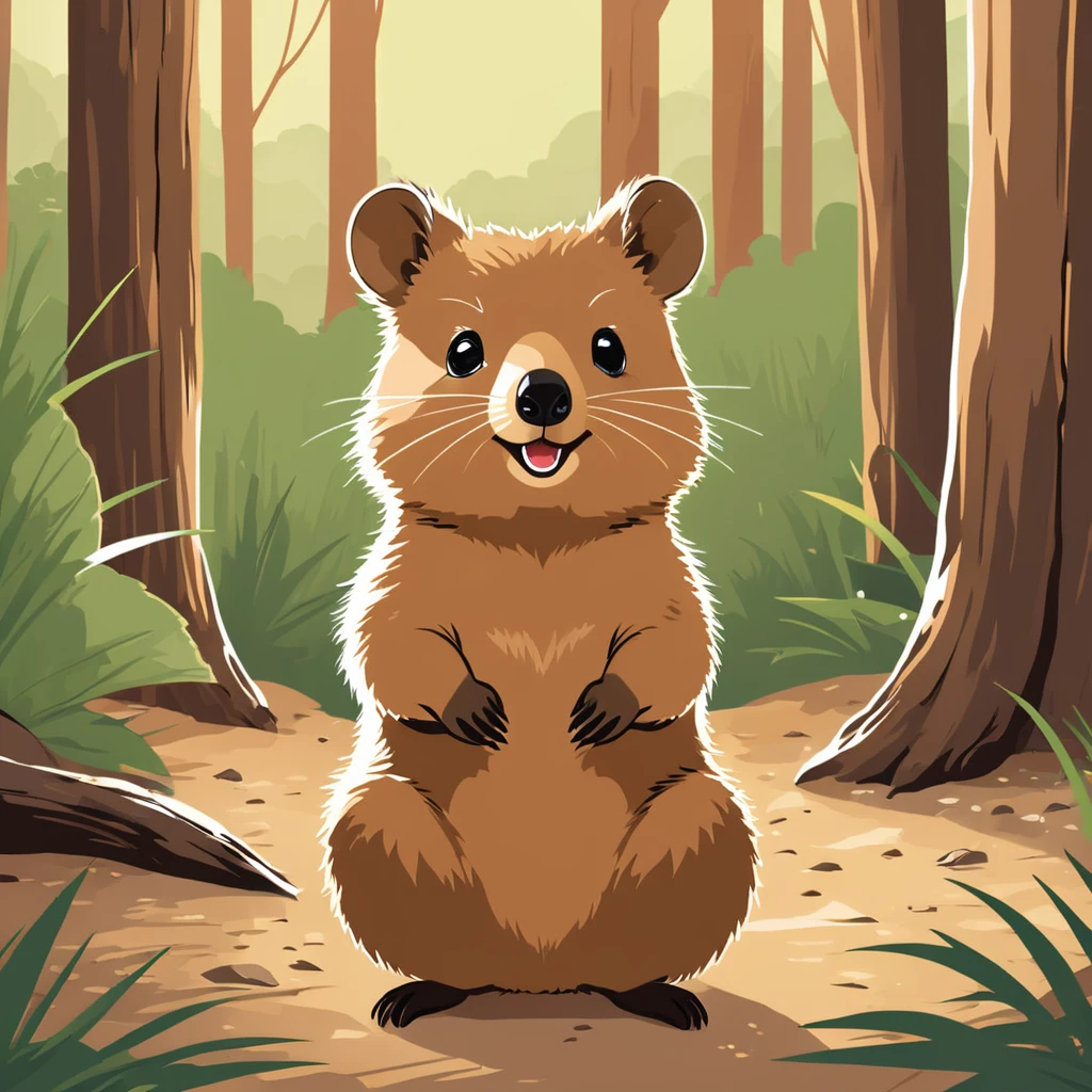 cute quokka, illustration, vector graphics, strong contours
