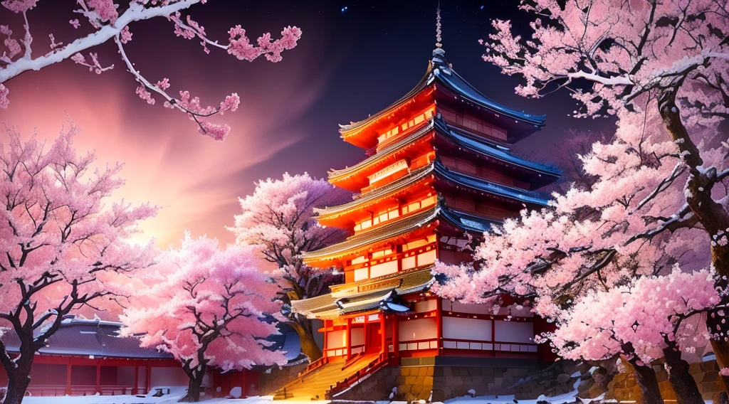 Cherry blossoms in the foreground、Japanese Temples, The aesthetics of travel in Japan, Ancient Japanese architecture, Japanese Temples, Japanese architecture, Beautiful Wallpapers, sakura season, The art of Japan style, The art of Japan, Japanese Landscape, Awesome Wallpapers, Cherry tree, Ancient Japanese, Japanese inspiration, Oriental wallpapers, Inspired by Kyoto, Ancient Chinese architecture, Japanese cities Night Sky Starry Sky