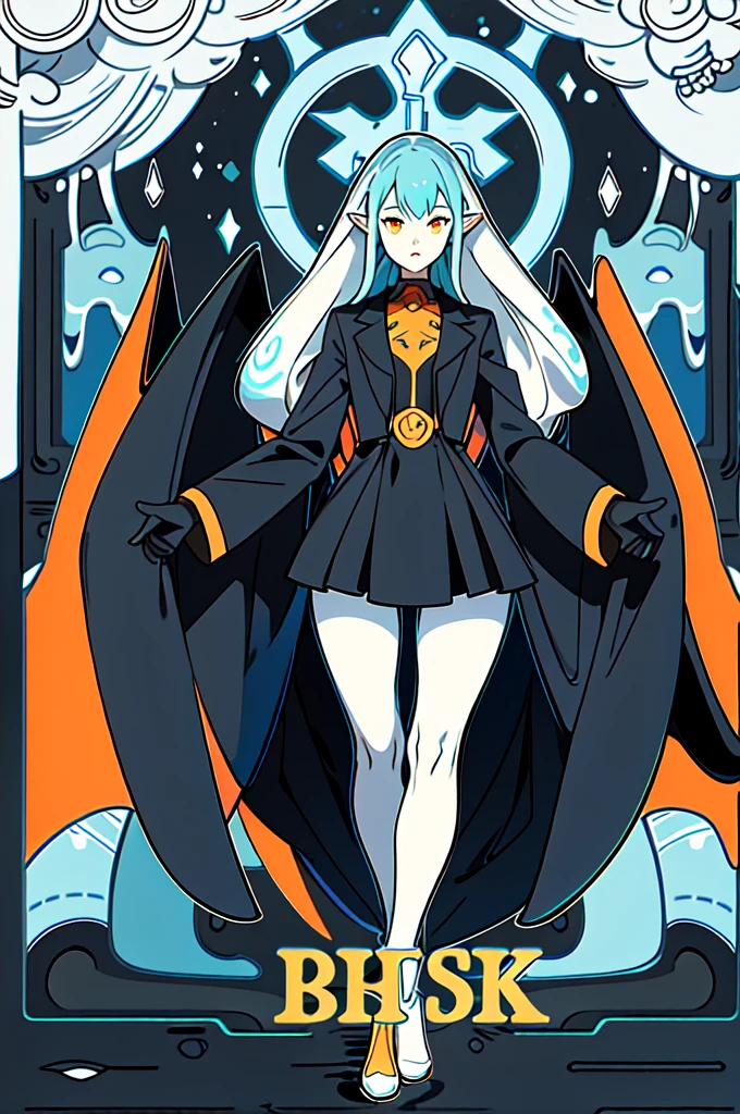 ((masterpiece、Highest quality、8K、humanoid squid、One Woman))、(Black body with blue sub-color、whole body、Are standing)、Robot Eyes、Orange Eyes、feminine、Shiny、Emitting light、lips、Thick legs、Transform Style、whole body画像