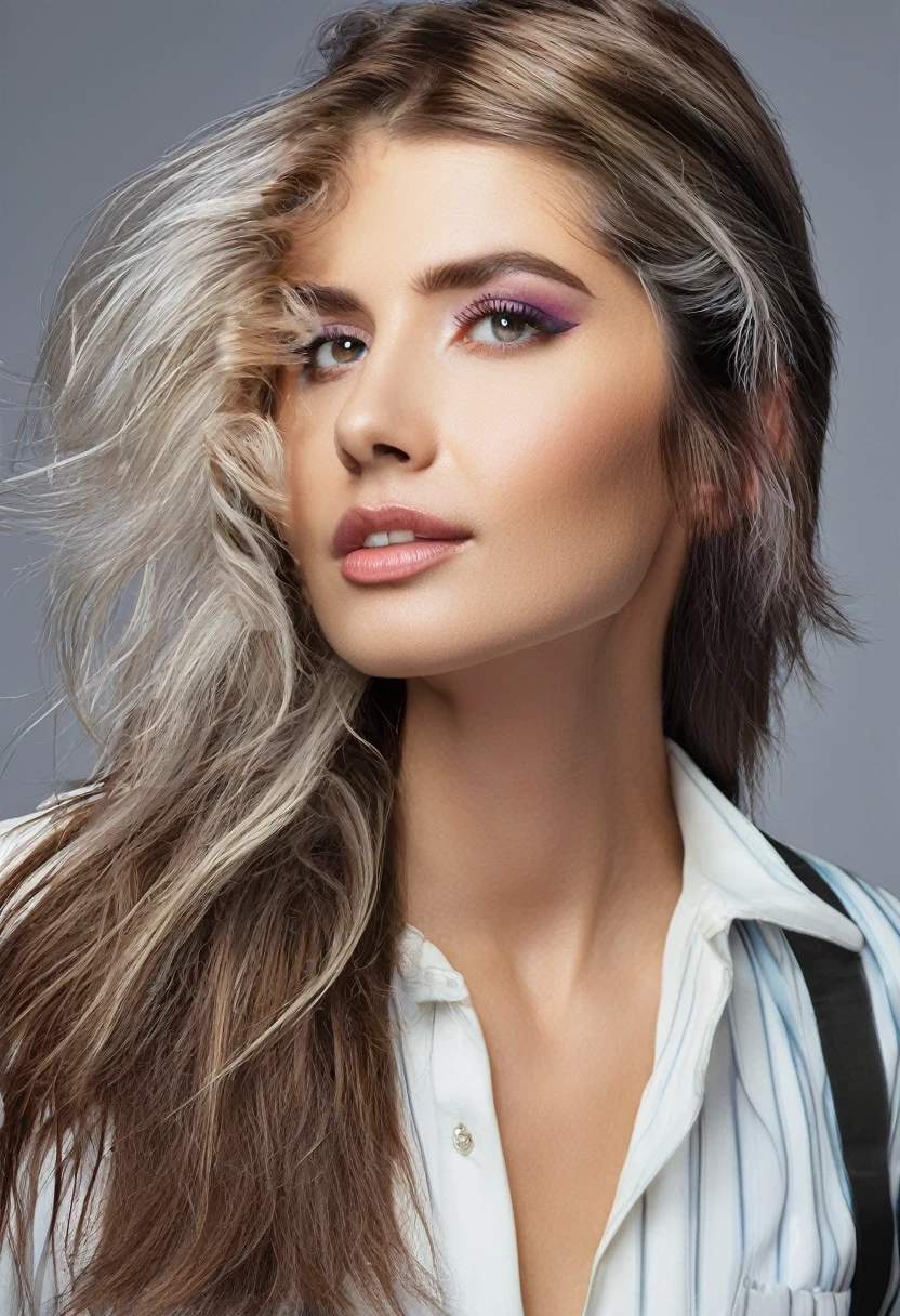 stubble bearded woman with mullet cut