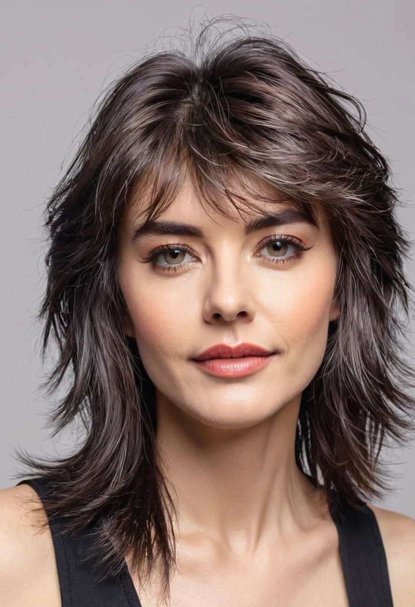stubble bearded woman with mullet cut