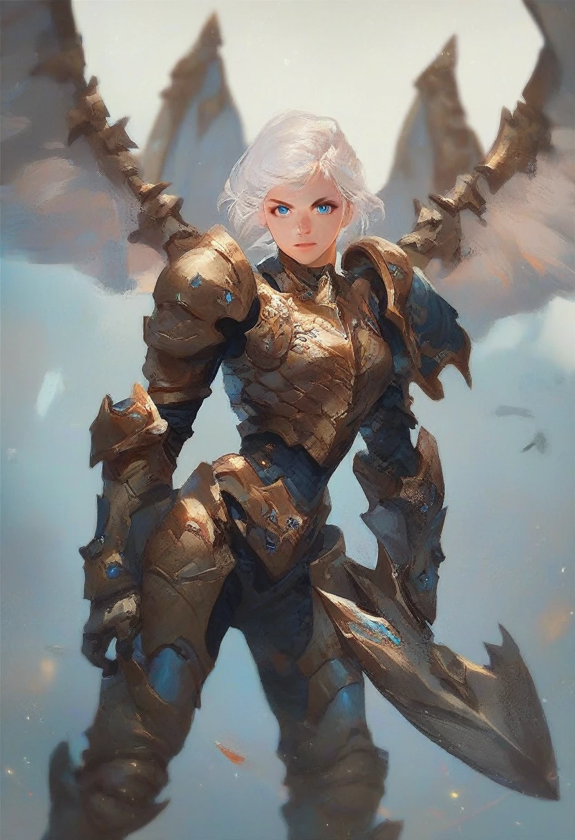 score_9, score_8_up, score_7_up, score_6_up, score_5_up, score_4_up,1girl, armor, weapon, wings, solo, shoulder armor, blue eyes, pauldrons, white hair, looking at viewer, power armor