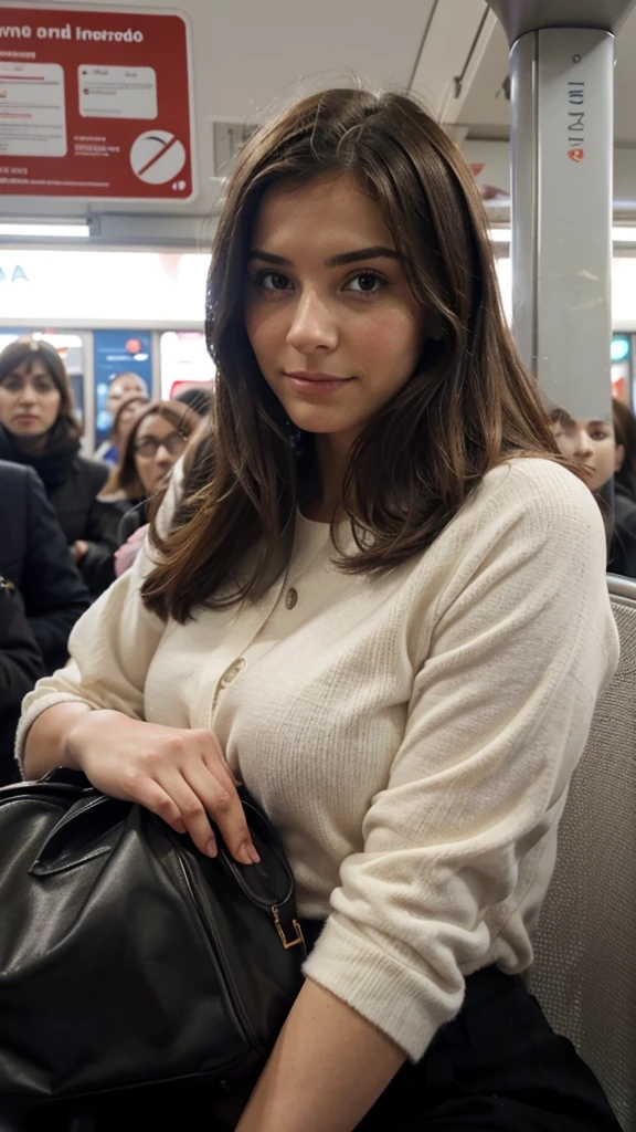 Femme dévoilant sa chatte a tout le monde dans un metro, les passagers admire tous avec un visage amoureux