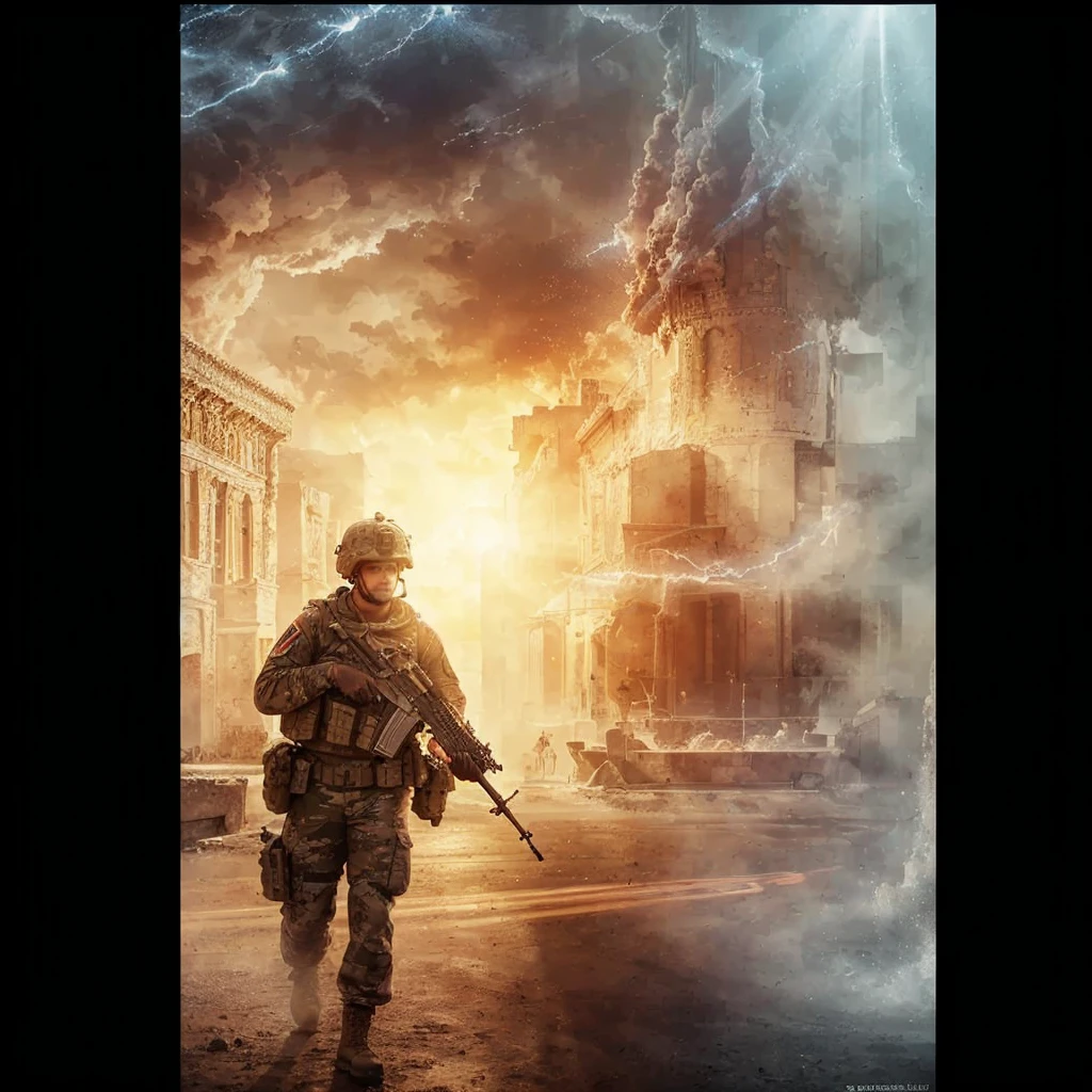 Very real image. soldiers. Photorealism, full view, highly detailed image, very realistic, hyperrealism, Ultra HD, 8k, 5, sharp focus, intricate and mysterious masterpiece. (Long exposure photography Artistic illustration close-up portrait very detailed: final quality, medium shot, backlight, Rich and striking. Enigmatic and mysterious manipulations (composition of the rule of thirds), ((detailed environment with strong lines) The best quality, in camera, white light, warm and clean aesthetics, dazzling screen composed of millions of brilliant ultraviolet rays, HDR.