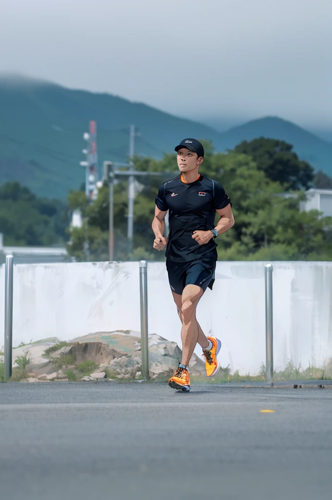 (Best quality,A high resolution,Ultra-detailed,Realistic:1.2),2023 runner, runner outfit(promotional poster)。