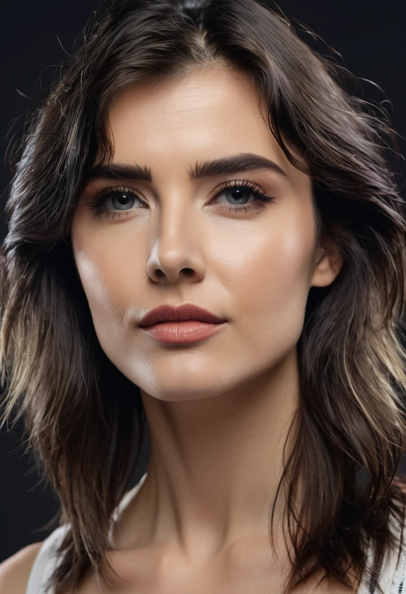 stubble bearded woman with mullet cut