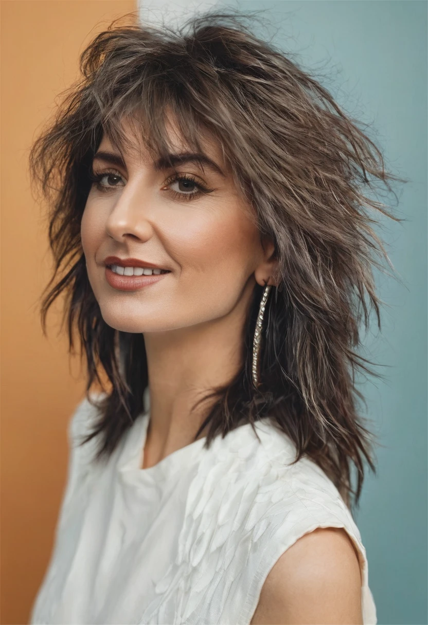 stubble bearded woman with mullet cut