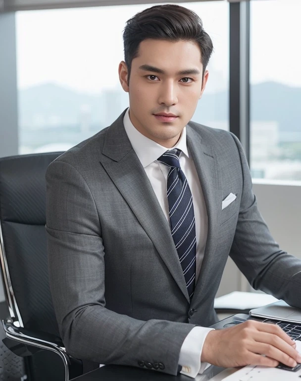 Araaf man wears a Southeast Asian man with a round face.,Posing for pictures, handsome man,Short black hair, black eyes, Asian man,stereoscopic 8k,45 high quality colored lights,000,000,000 pixels, photo, post-trade photo, animation, Portraitที่สวยงามสมจริง. Posing for pictures,  Headshot profile picture, inspiration inspirationผู้ชายหล่อ, Profile picture, Portrait, Headshot, inspiration, Headshot