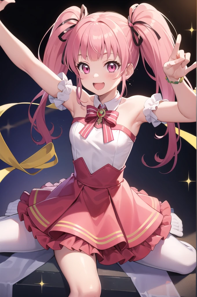 ((masterpiece、Highest quality))1 Girl、Lori、Loriコン、っぽい、cute、cute、My Favorite 、solo、Idol、Pink Skirt、Pink Hair、Twin tails、Pink eyes、album、smile、smile、dance、sing、Line of sight、Sparkling、Red cheeks、Vocalist、 cuteポーズ、Loud cheers、Surrounded by music、Sitting、Leaning forward、Shoulder Bare、ribbon、Pretty Cure Costume、Group Sex、Creampie、Insert、Red cheeks、sex、Spread your legs、Completely naked、Raise one leg、Being poked hard