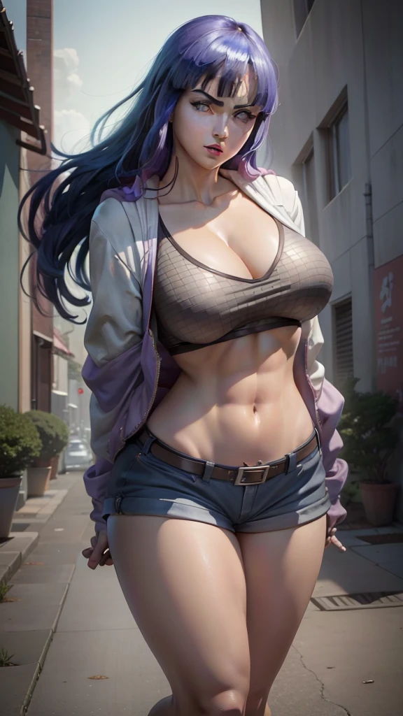 Hinata Hyuga como Supergirl, short shorts, big-ass, legs thick, extremely sexy