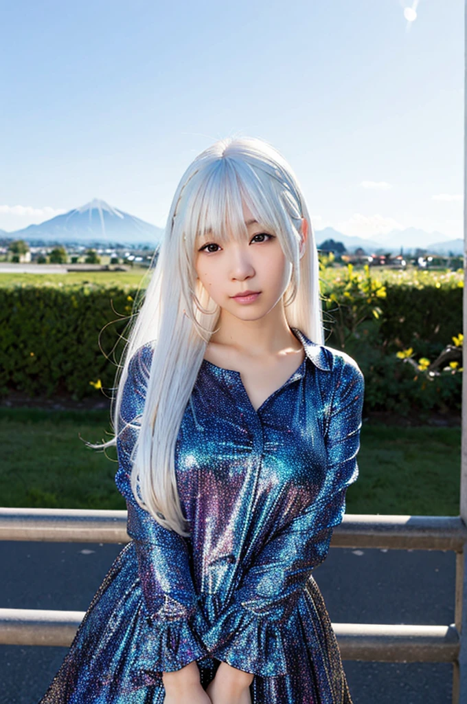 (8k, best quality, masterpiece:1.2)best quality, 1girl, (skindentation), (huge breasts), (day), bright, blur background, outdoor, (street:0.6), (people, crowds:1), (blouse:1.5), gorgeous, (white hair:1.5), (floating hair:1.5), (dynamic pose:0.8), ayanami_rei,soft lighting, wind, garden,finely detail, official art, absurdres, incredibly absurdres,huge file size, cloud, rain,sky,scenery, overcast,airplane,bag,huge sword,extremely detailed eyes and face, beautiful detailed eyes,plugsuit, star_\(sky\), long_hair, starry_sky, bodysuit, ((ultra realistic details)), portrait,(starry sky:1.5),(shooting stars:1.5),(galaxy:1.543), global illumination, shadows, octane render, 8k,sun flare, soft shadows, vibrant colors, painterly effect, dreamy atmosphere BREAK scenic lake, distant mountains, willow tree, calm water, reflection, sunlit clouds, peaceful ambiance, idyllic sunset, ultra sharp,metal,intricate, ornaments detailed, cold colors, egypician detail, highly intricate details, realistic light, trending on cgsociety, glowing eyes,cityscape,jacket,cloudy_sky, road, aircraft, ruins, lamppost, school_uniform,