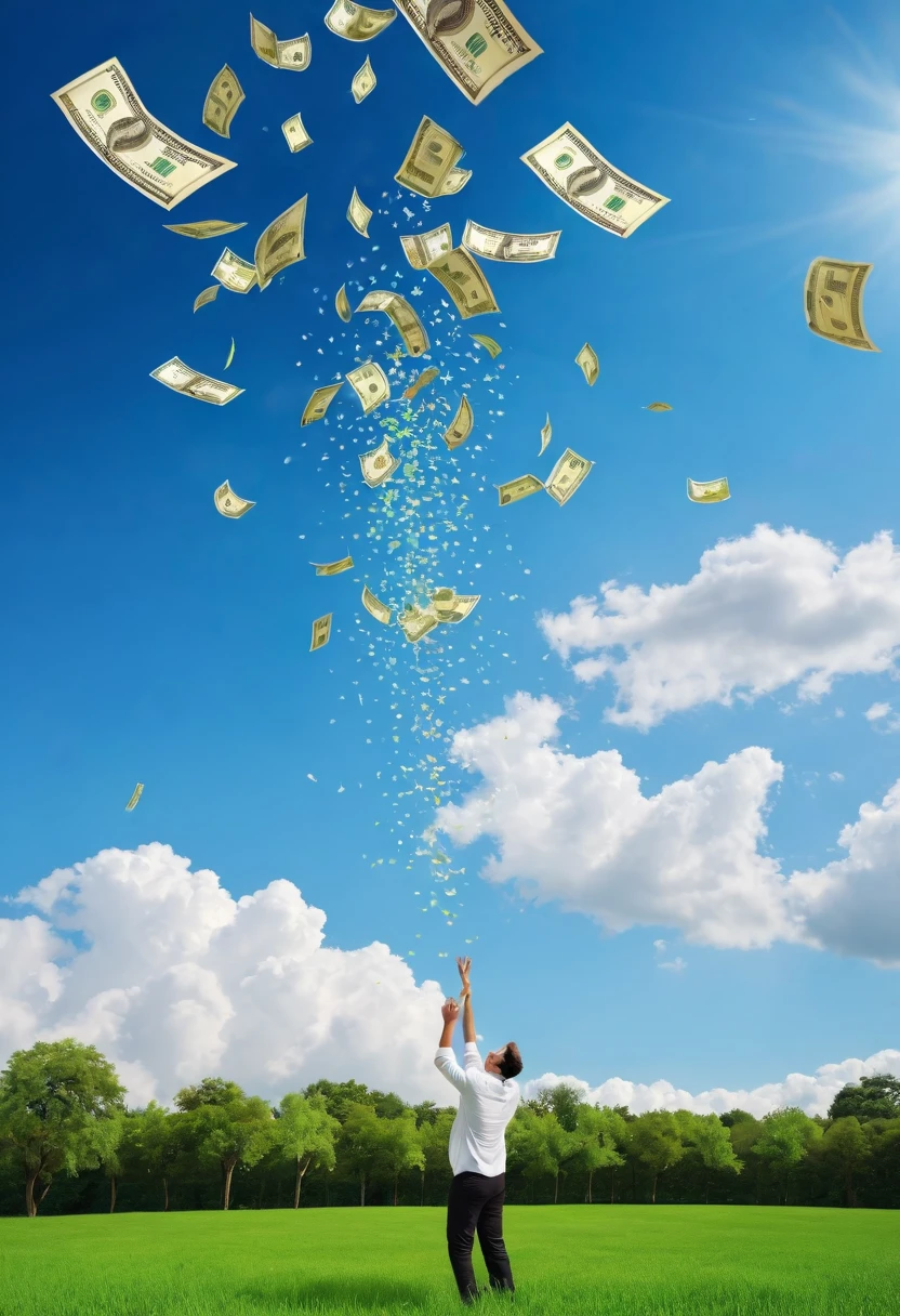 Money is falling from the sky and everyone is rich