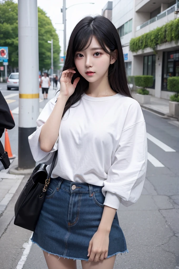 pretty girl,Black Hair,,HD Photography,Ultra-clear,reality,Clean background。
