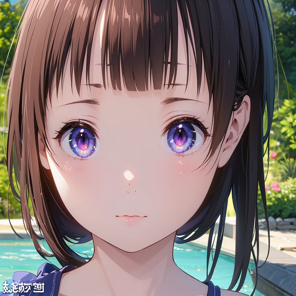 ((masterpiece)), ((Best Quality)), (Ultra-detailed),anime girl, realistic shadows, detailed skin, very small breasts, very detailed, 8k highly detailed face, perfect face shape, full perfect lips, perfect nose, correct beautiful eyes, watching viewer, masterpiece, best quality, single girl, swimsuit