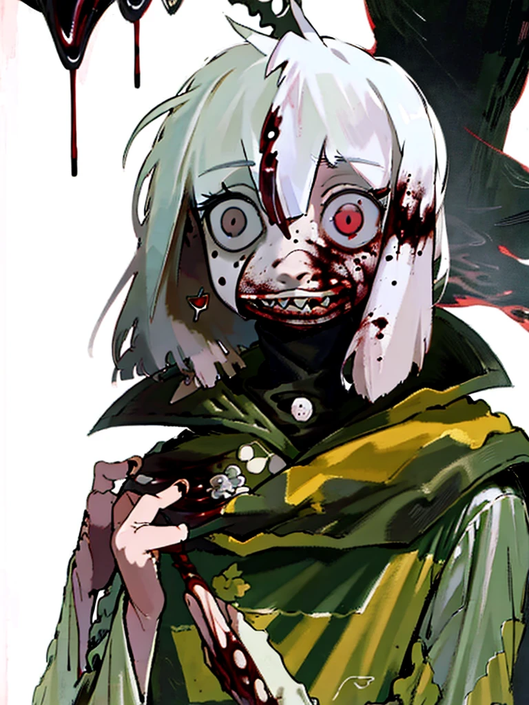 anime character with Blood dripping down his face and hands, gapmoe sick, gapmoe sick grimdark, sick, portrait gapmoe sick grimdark, danganronpa digital art, his eyes are, Bloody + concept art, guweiz, Kaneki Ken, [[Blood]], insane, dark aura