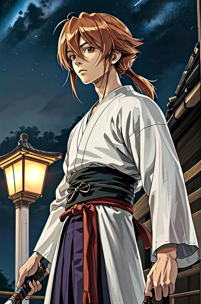 Highest quality,High resolution,((chee々Yushin_Rurouni Kenshin)) ,One person,(knife),(white_coat),bandage,mummy,male,One personで,Middle Age,(Rurouni Kenshin),strongest,Anime Style,(Night Sky_background),(Limbs),(Full Finger),(Accurate fingertips), (The finer details), (Super detailed),4K,(high resolution),whole body, (Front angle), Looking at the camera,masterpiece,(Subtle details),(Intricate details),Octane Rendering,(Hyper Detail),