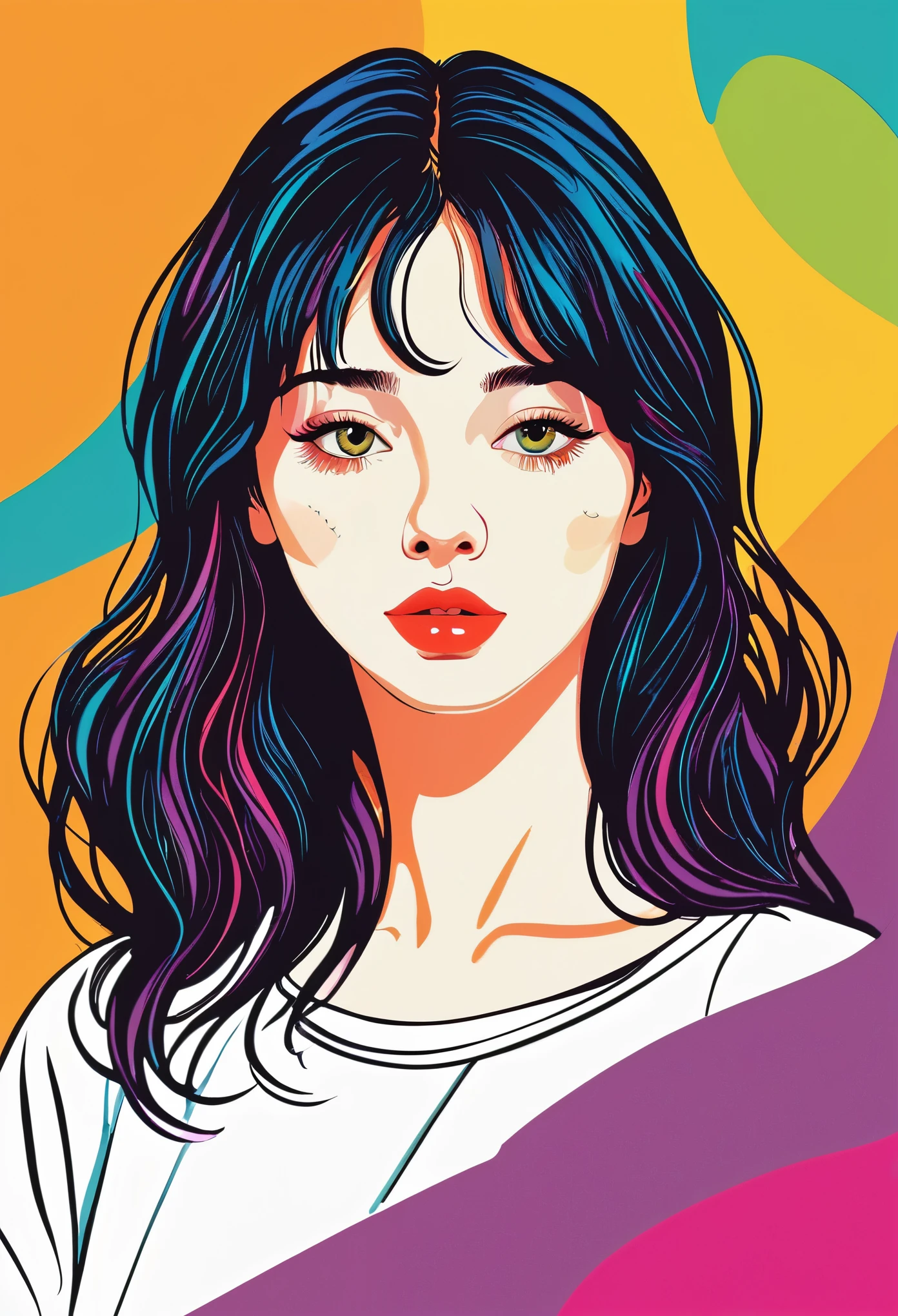 color,1 Girl, ,Vector Graphics
