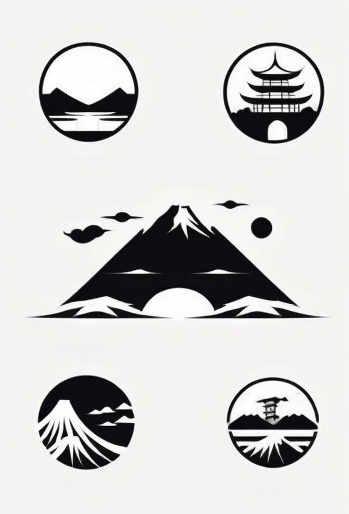 Logos of historical Japanese landscapes
Pretty cool
chic and modern design
monotone
White background