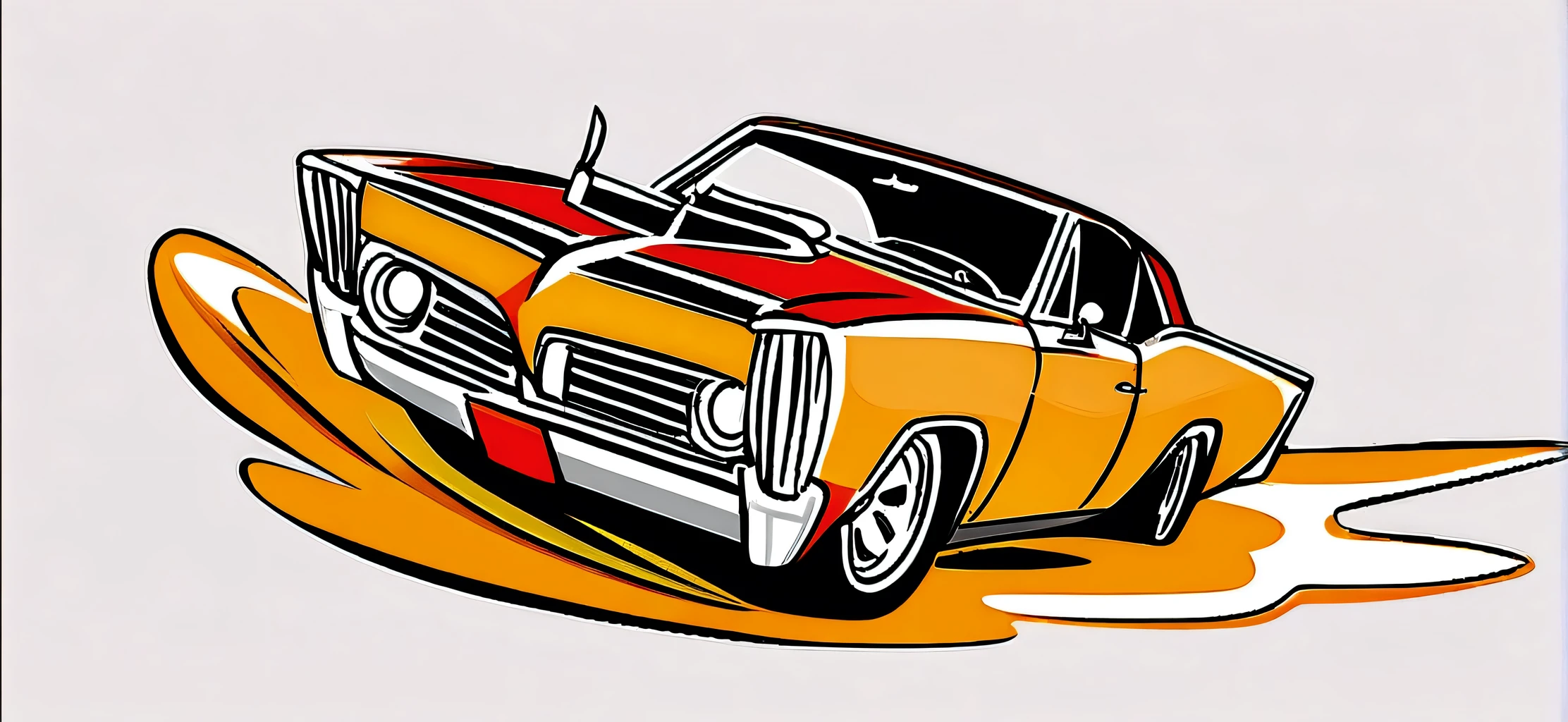 Dark Taupe  colored 1967 Pontiac GTO , pop art, cartoonish style , sketch, detailed illustration, large wheels, slammed to the ground, wide bodykit, masterpiece, highly detailed ((([simple  grey background])))
