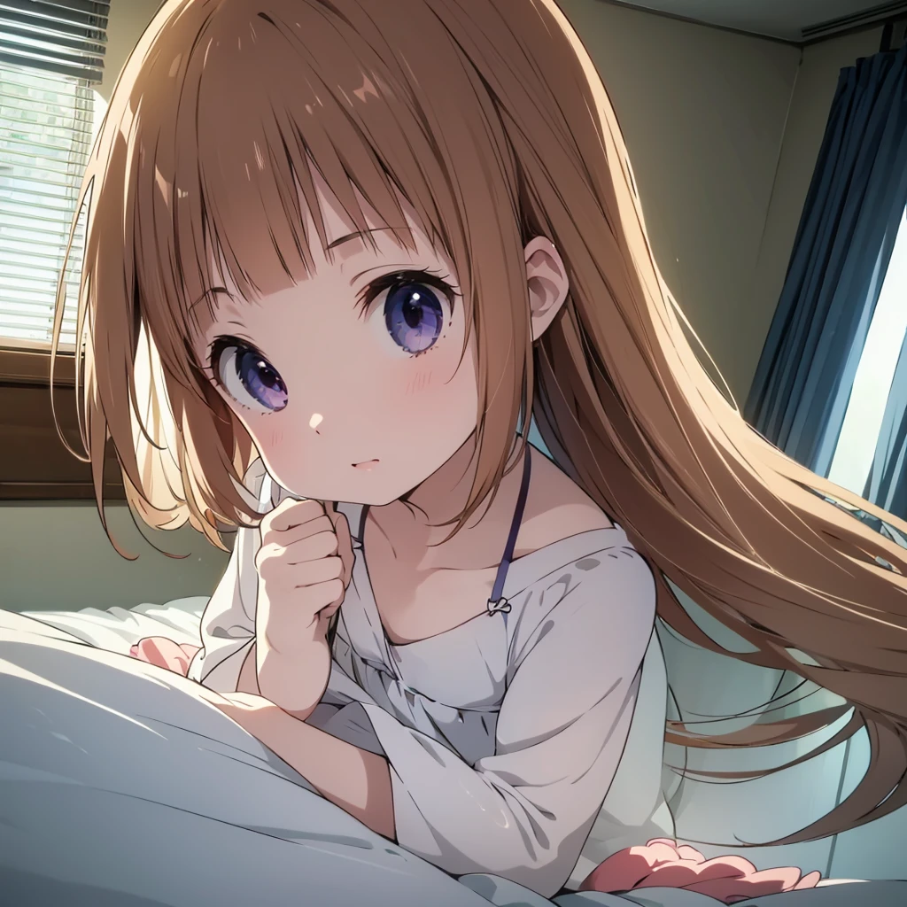 ((masterpiece)), ((Best Quality)), (Ultra-detailed), Anime style, Cute ,8k , 1girl in, Solo, swimsuit, sitting on the bed 