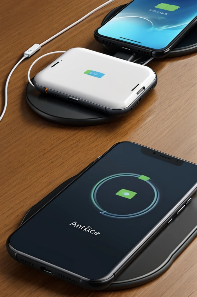 Create simple advertisements about unique selling proposition by the product wireless charger with the company name Acendants