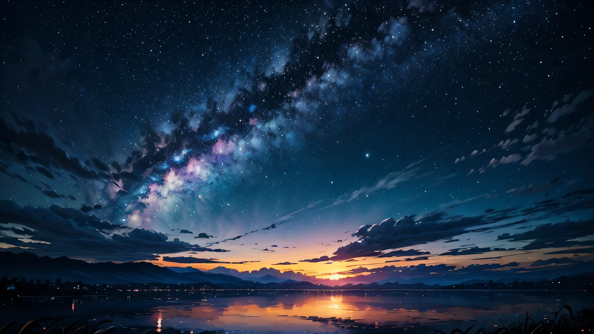 (Highest quality,4K,High resolution,masterpiece:1.2),Very detailed,Realistic,Starry Sky、night、dark、night空