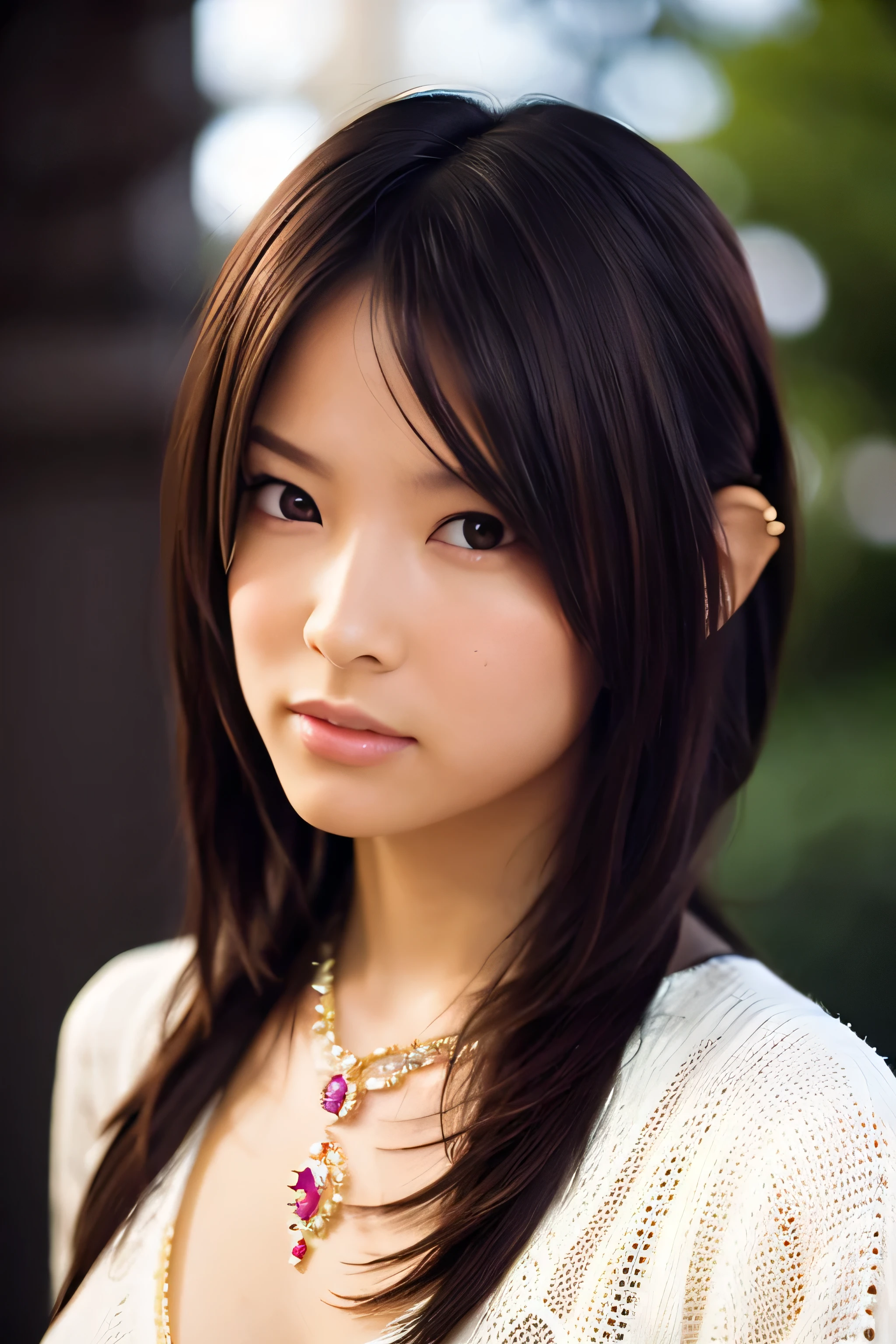 8k, masterpiece, original photo, best quality, Reality, Extremely detailed CG Unity 8K wallpaper, Depth of Field, Movie Lighting, lens flare, Ray Tracing, (Extremely beautiful face, Beautiful lips, beautiful eyes), Intricately detailed face, ((Ultra-delicate skin), Beautiful 1 girl best quality photos, Ultra-high resolution, (Realistically:1.4),Cute hairpin,1 girl,Red long hair,Cropped sweater ,Beautiful slim woman:1.4, on the island,Super thin face,Exquisite eyes,double eyelids,Necklace