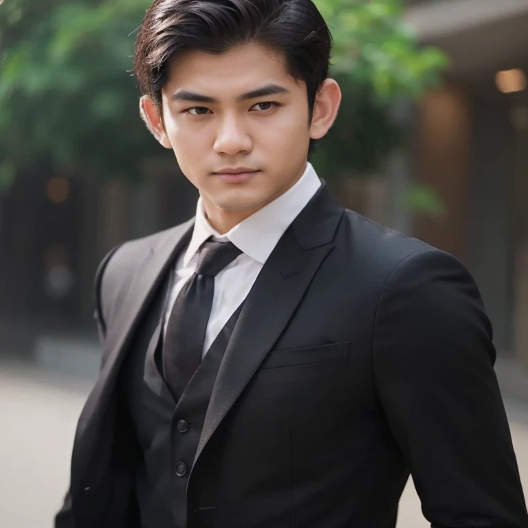 Araaf man wears a Southeast Asian man with a round face.,Posing for pictures, handsome man,Short black hair, black eyes, Asian man,stereoscopic 8k,45 high quality colored lights,000,000,000 pixels, photo, post-trade photo, animation, Portraitที่สวยงามสมจริง. Posing for pictures,  Headshot profile picture, inspiration inspirationผู้ชายหล่อ, Profile picture, Portrait, Headshot, inspiration, Headshot